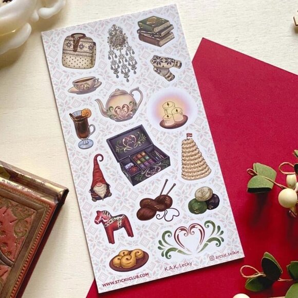 3 for $15 - Old-Fashioned Nordic Winter Stickers - 1 Sticker Sheet - NEW - Picture 3 of 4